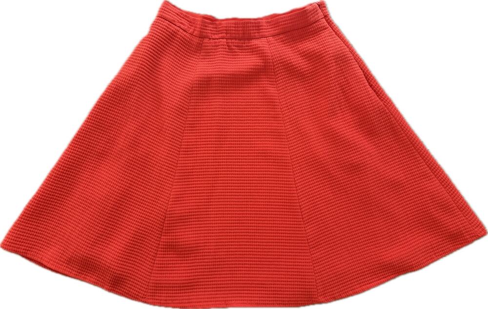 Reiss Orange A-Line Textured Skirt US 6 Designer Lined Knee Length Basic Bright